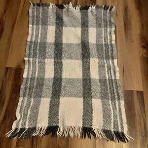 Gray and White Icelandic Wool Throw Blanket